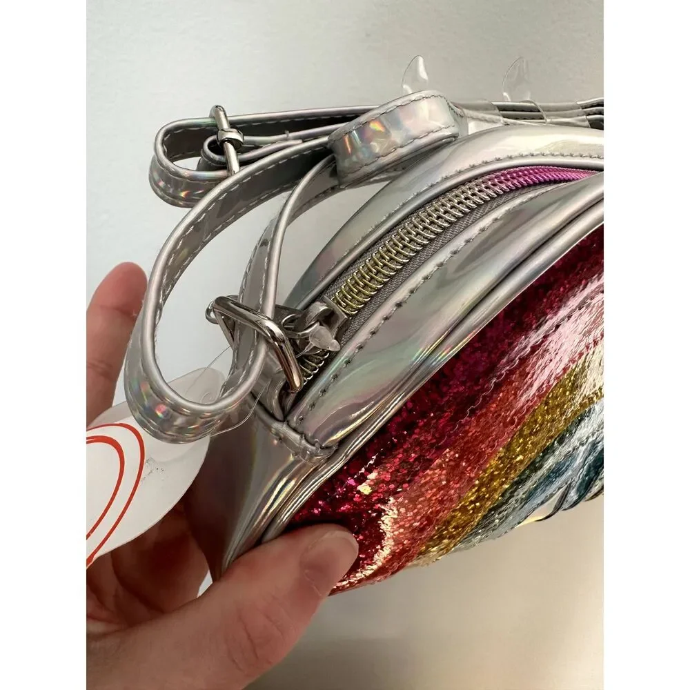 NWT Wonder Nation Girls' Glitter Rainbow Crossbody Bag Handbag Kawaii Purse